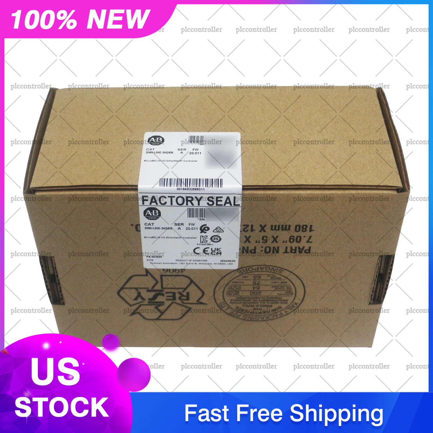 New Allen-Bradley 2080-L50E-24QBB Micro850 24 I/O EtherNet/IP Controller
