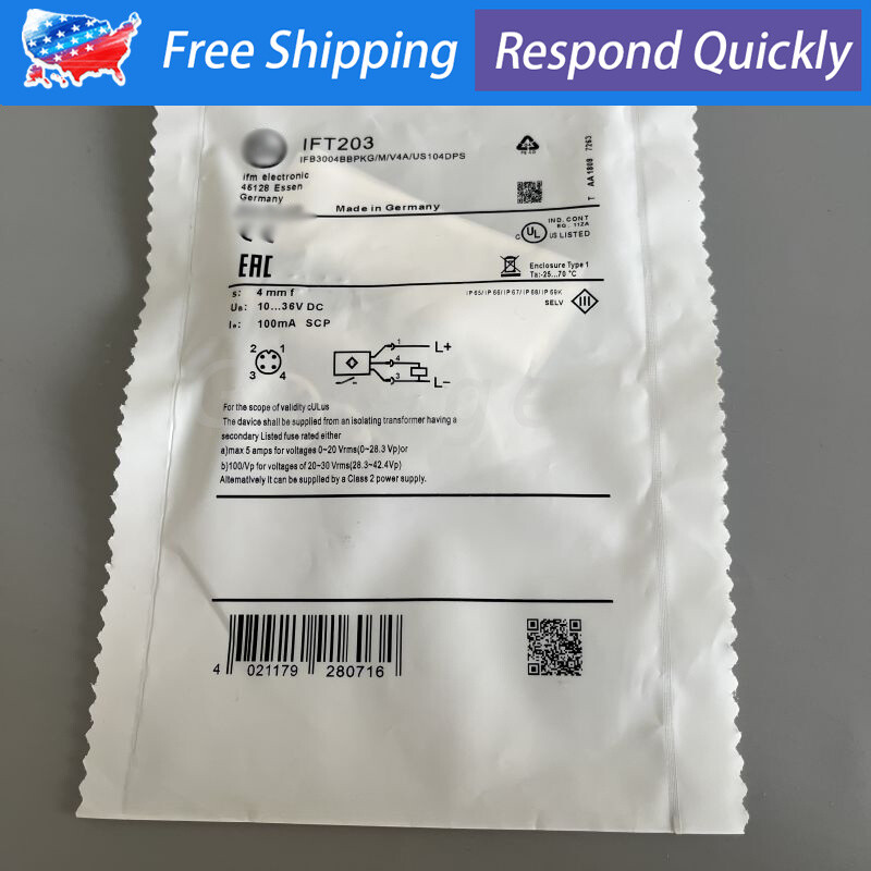 New Inductive Proximity Switch Sensor For IFM IFT203 4mm 4-Pins 10-36VDC 100mA