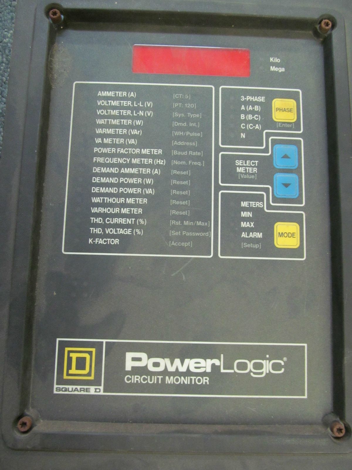 Square D Power Logic Circuit Monitor CM-2050 Class 3020 100VAC-264VAC 50/60Hz