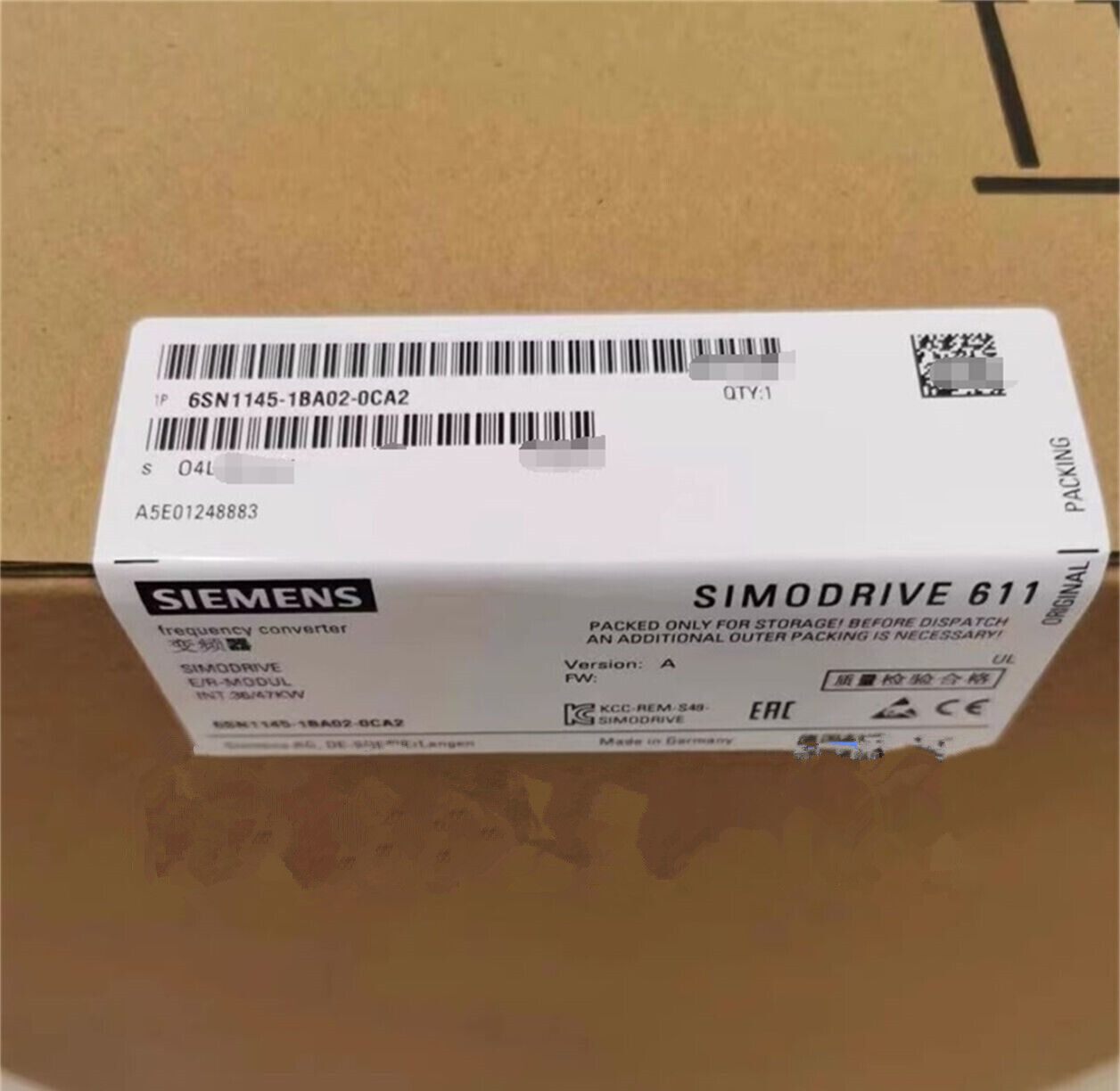 6SN1145-1BA02-0CA2 NEW SIEMENS 6SN1 145-1BA02-0CA2 INFEED/REGEN.FEEDBACK MODULE