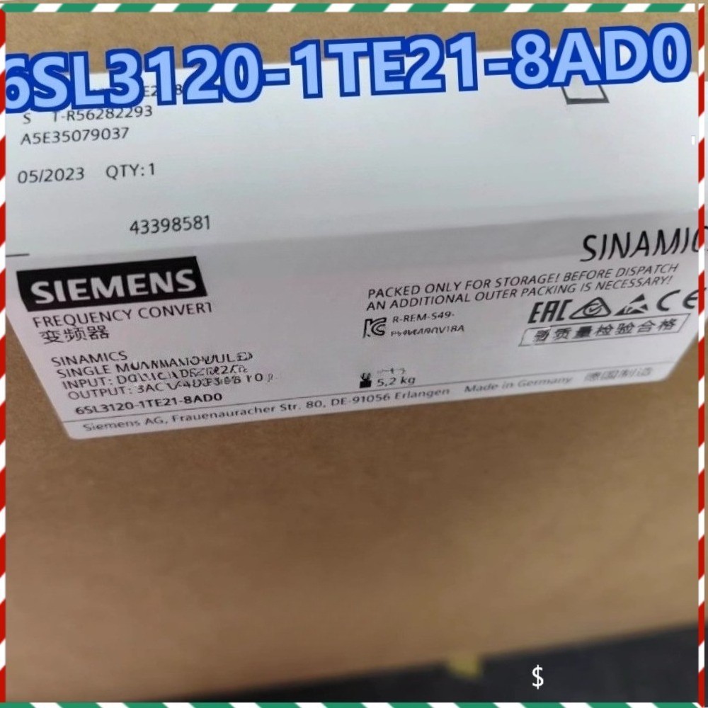 6SL3120-1TE21-8AD0 1X NEW SIEMENS S120 SINGLE MOTOR MODULE 6SL3 120-1TE21-8AD0