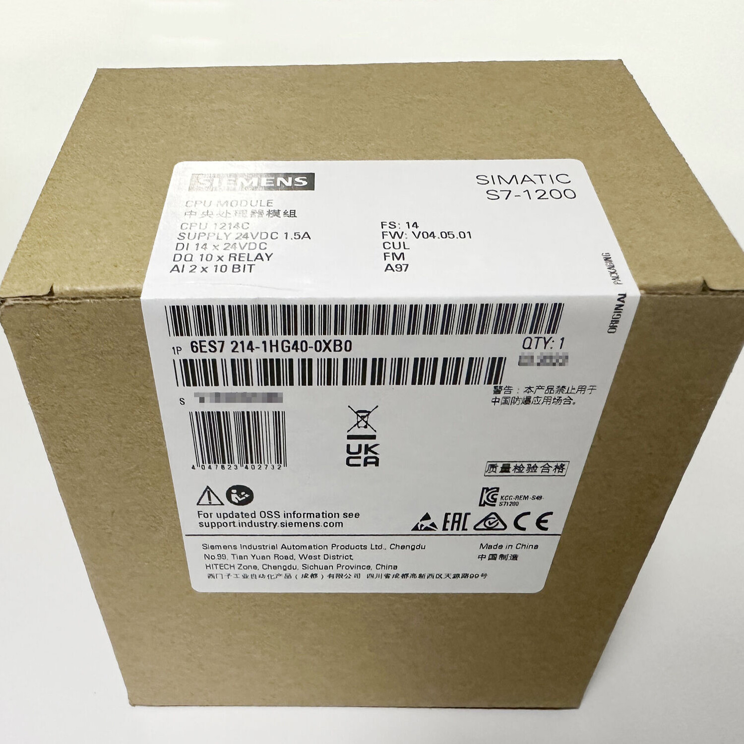 6ES7 214-1HG40-0XB0 NEU SIEMENS 6ES7214-1HG40-0XB0 SIMATIC S7-1200 CPU 1214C