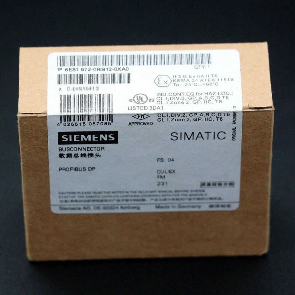 6ES7972-0BB12-0XA0 NEW SIEMENS BUS CONNECTOR PROFIBUS DP 6ES7 972-0BB12-0XA0