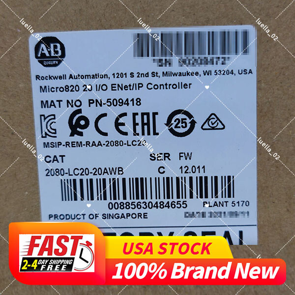 New Sealed AllenBradley 2080-LC20-20AWB /C Micro820 20 I/O ENet/IP Controller AB