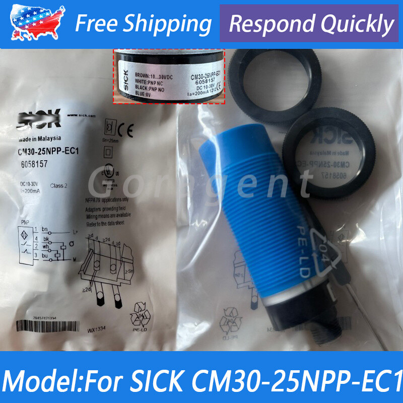 For SICK CM30-25NPP-EC1 Proximity Sensor CM3025NPPEC1 10-30V DC 200mA 25mm 4Pin