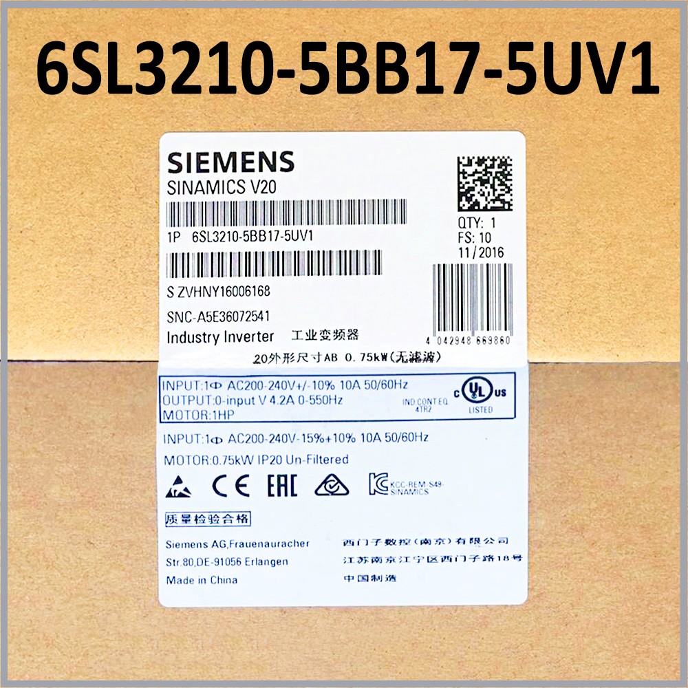 SIEMENS New 6SL3 210-5BB17-5UV1 6SL3210-5BB17-5UV1 Frequency Converter