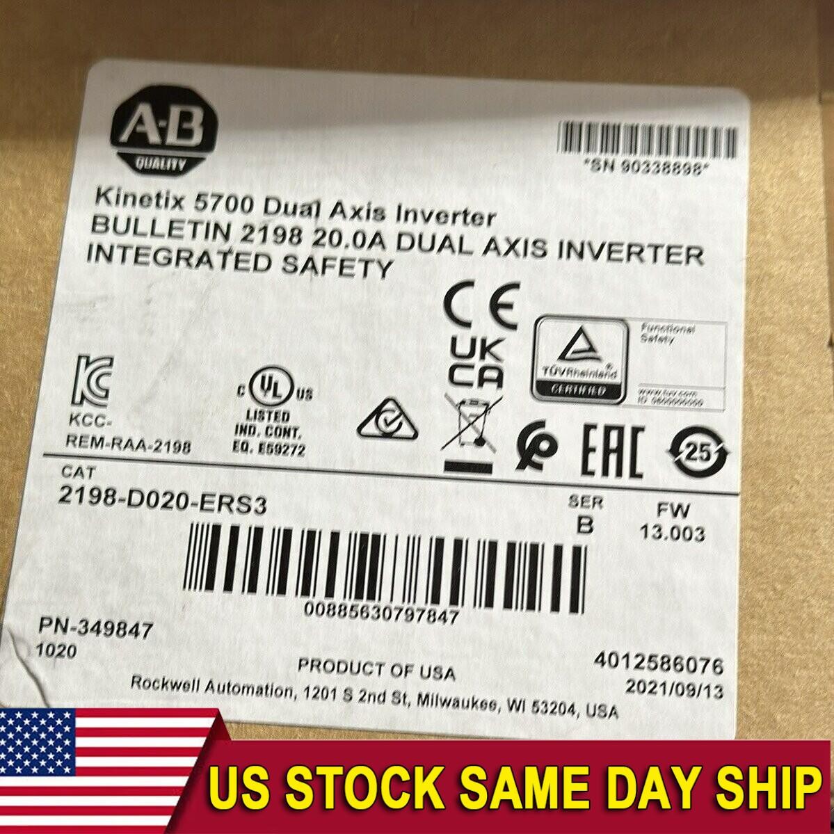 Sealed Allen Bradley 2198-D020-ERS3 Kinetix 5700 Dual Axis Inverter US Free Tax