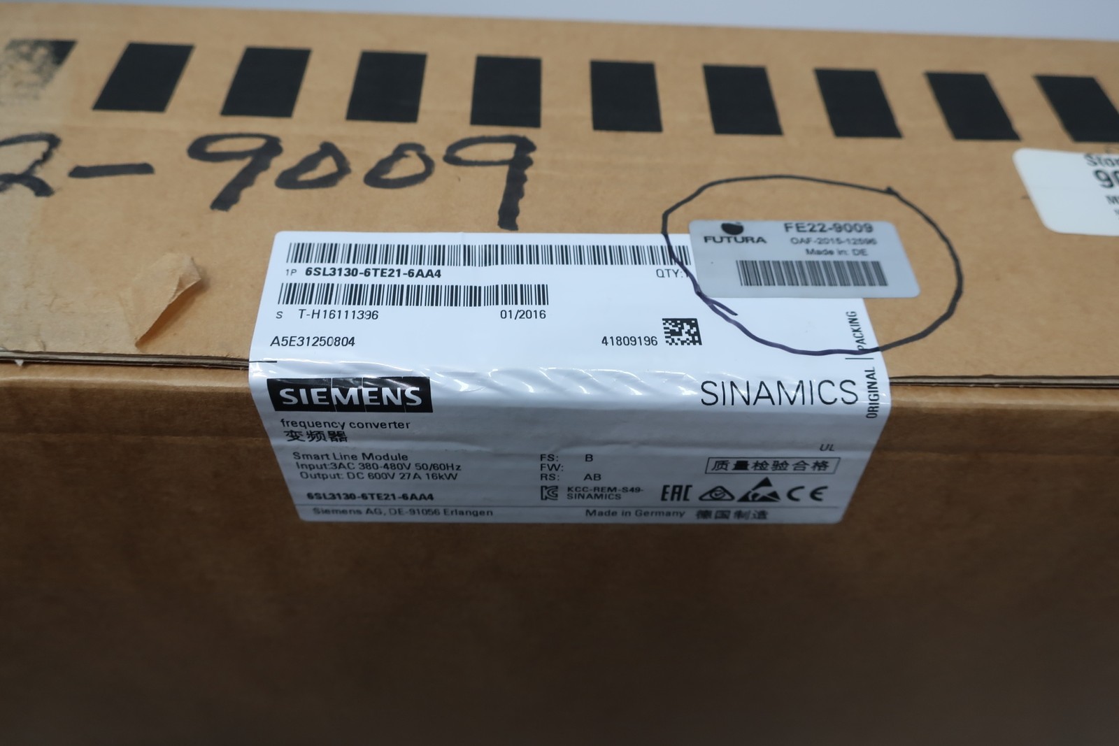 Siemens 6SL3130-6TE21-6AA4 Sinamics Smart Line Module 16kw 380-480v-ac