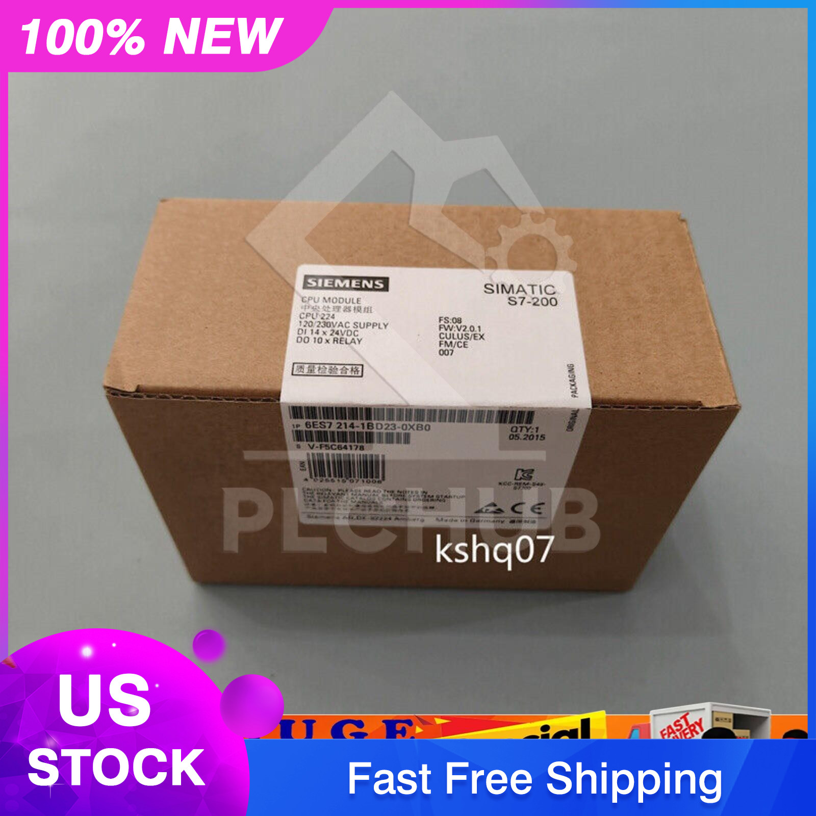 1pc New Siemens S7-200 CPU224 module 6ES7214-1BD23-0XB0 6ES7 214-1BD23-0XB0