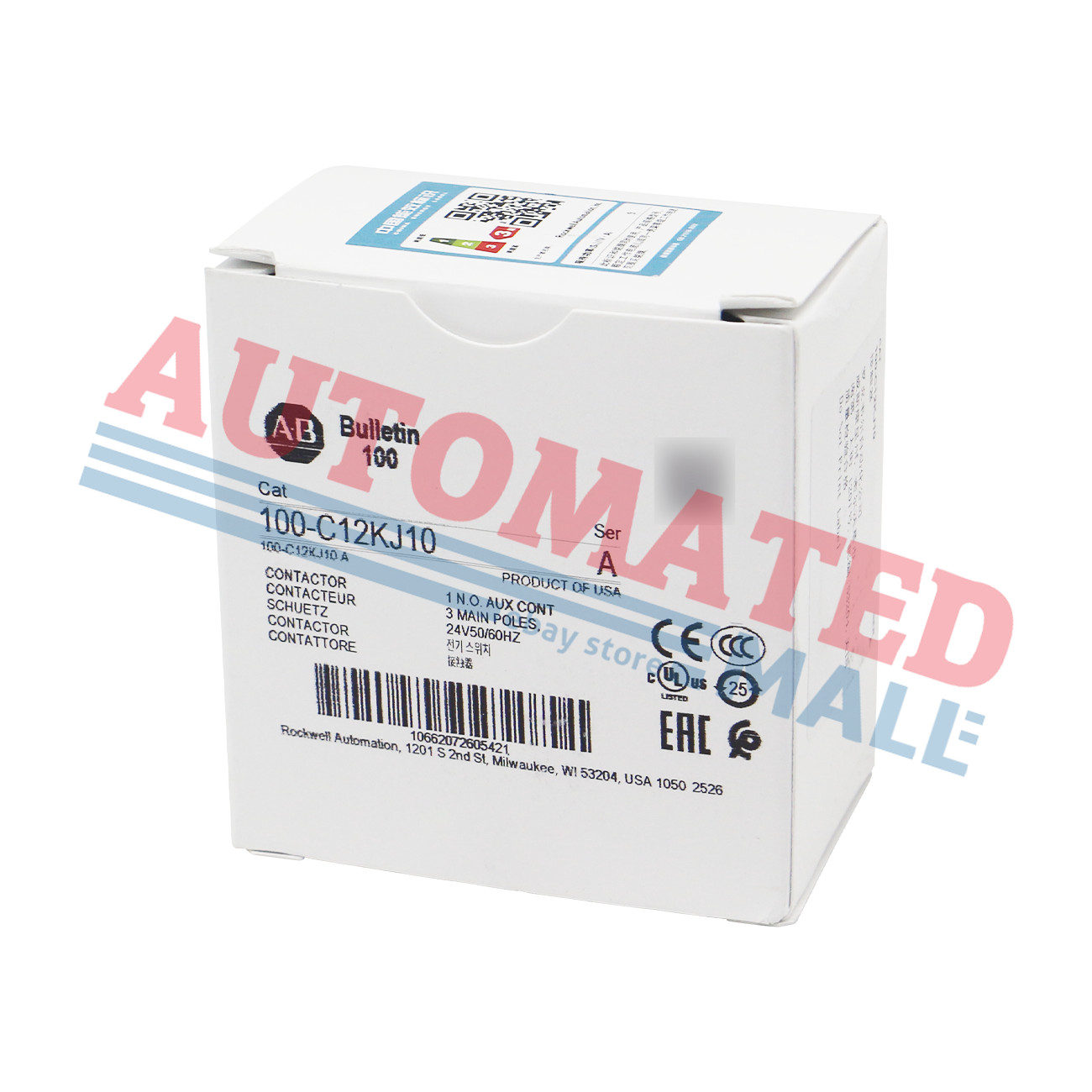 New Sealed Allen Bradley 100-C12KJ10 12 A Contactor 24V 50/60Hz Screw Terminals