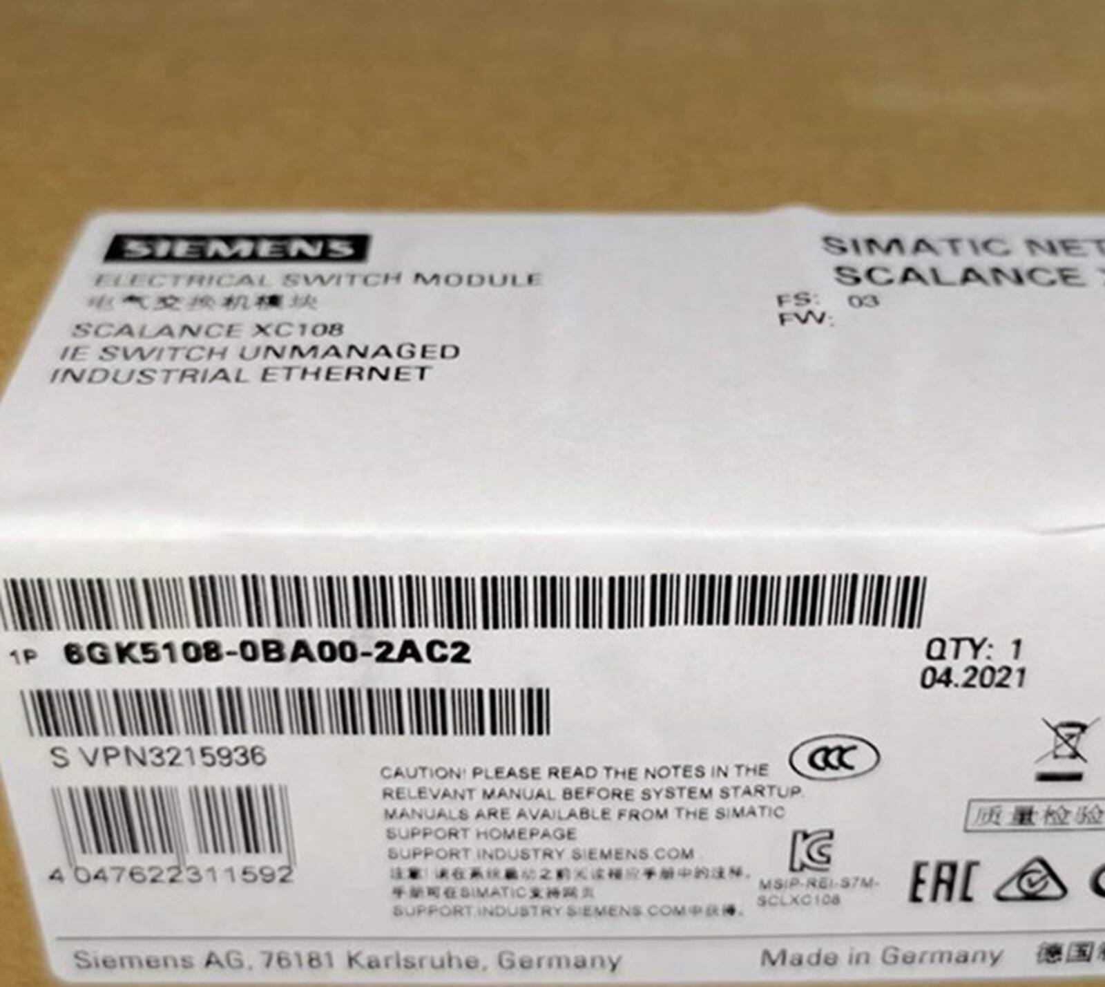 NEW Siemens 6GK5108-0BA00-2AC2 6GK5 108-0BA00-2AC2